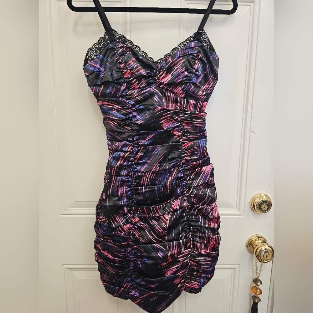 Vintage, party, y2k, satin, dancing, club, prom, dress, GUESS, wedding, mini